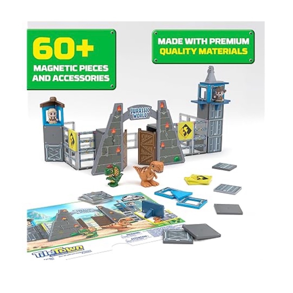 Jurassic World Magnetic tiles Adventure Set - Gray and Blue